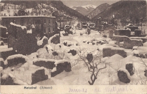 Metzeral ruines in snow posted 1919